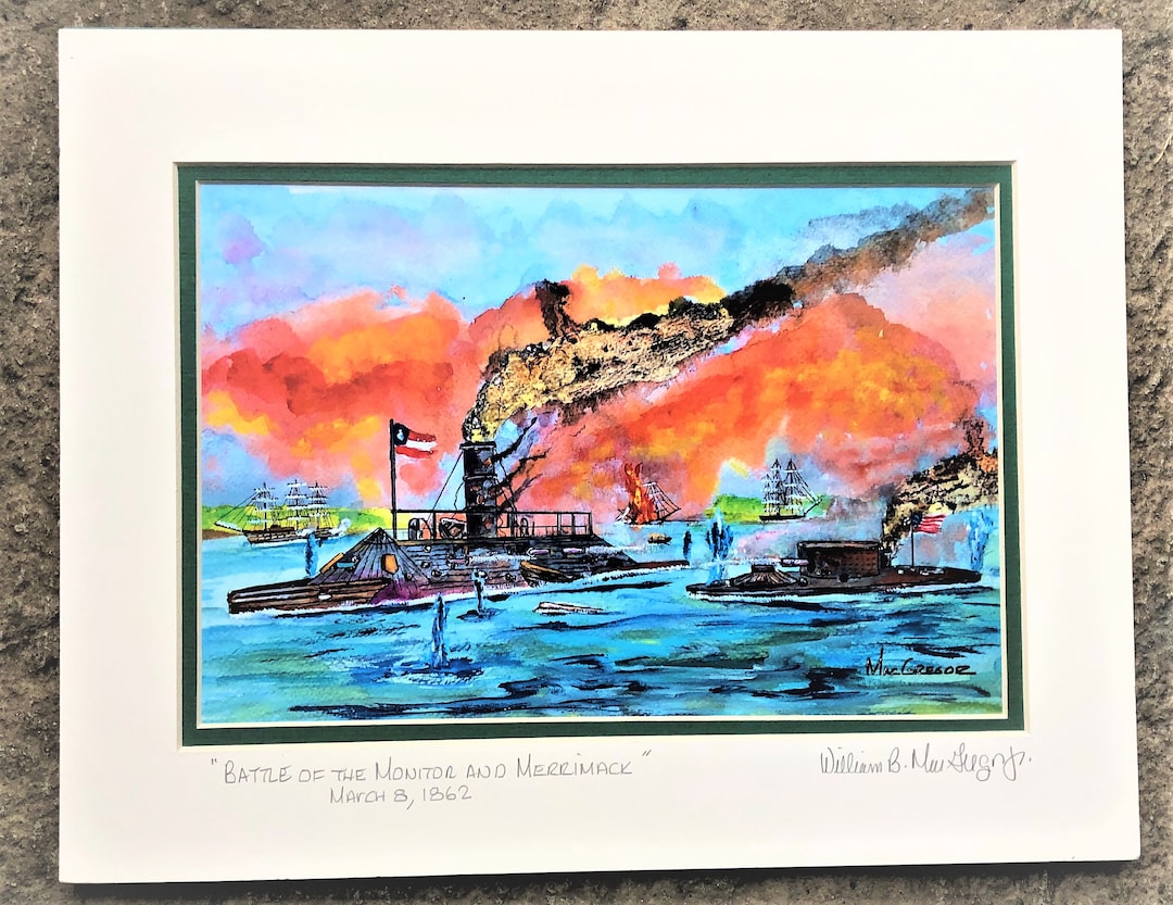 Monitor and the Merrimack Art Print Civil War Battle of Hampton Roads