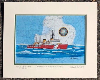 USCGC Polar Star Art Print WAGB-10 US Coast Guard Ice Breaker ship Antarctica Coastie veteran retirement wardroom nautical chart wall decor