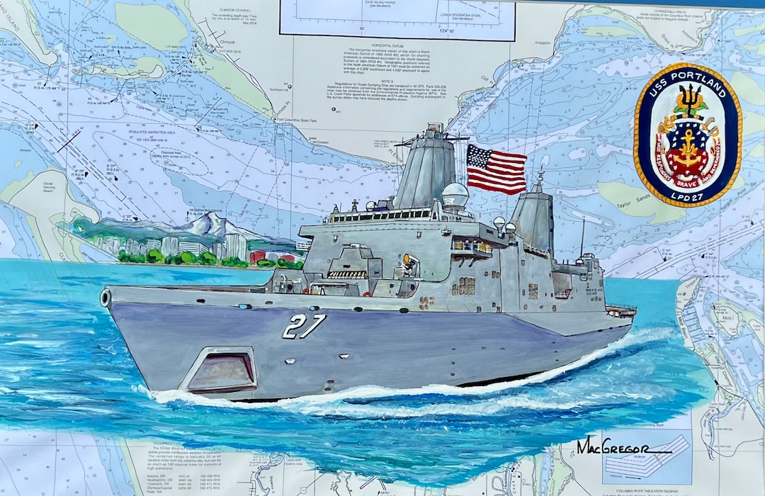 USS Portland LPD 27 Art Print US Navy Marine Ship Portland Oregon