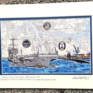 Norfolk Naval Shipyard Art Print Portsmouth VA - CVN-75 SSN-725 submarine Navy base ship repair retirement mechanic worker veteran gift for