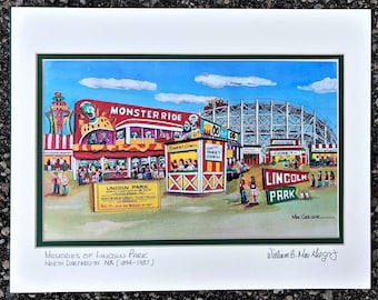 Lincoln Park Art Print - North Dartmouth MA - Amusement Carnival Monster Ride Comet Roller Coaster - vintage history wall decor gift