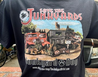 Junkyard Dog T-Shirt - Rusty metal Black - Old skool retro tee for antique car, hot rodder guy, grandpa, dad, son or boyfriend Ford