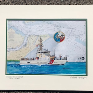 USCGC Seahorse WPB 87361 Art Print Galveston Texas US Coast Guard cutter 87&#39; patrol boat Coastie Coast Guardsmen veteran wall decor gift for