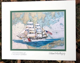 USCGC Eagle WIX-37 Art Print New London Ct US Coast Guard Academy Barque tall ship veteran sailor alumni Coastie Coast Guardsmen wall decor