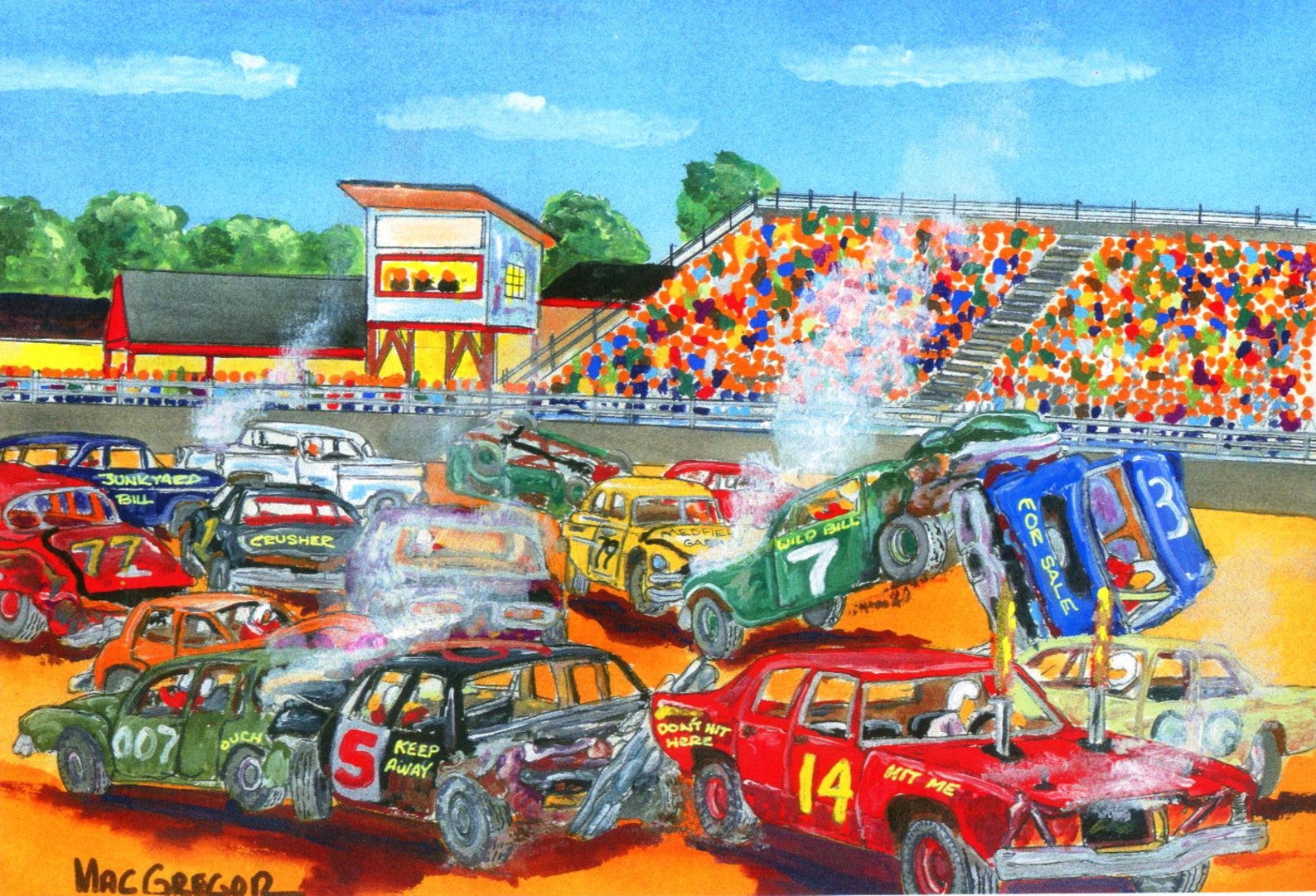 Demolition Derby Smash em up Art Print crashing wrecking cars Etsy