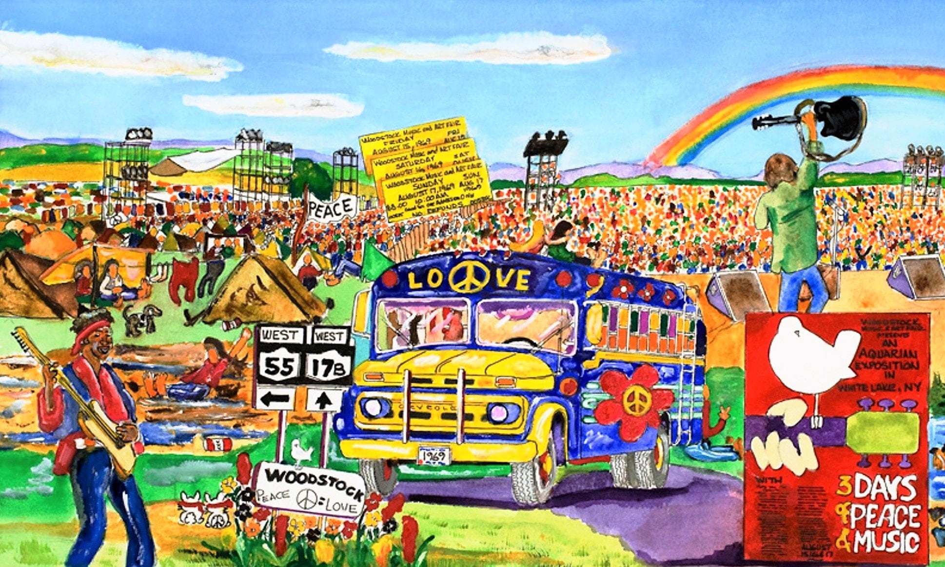 Woodstock Music and Art Festival Watercolor Art Print 1969 Jim - Etsy  Singapore
