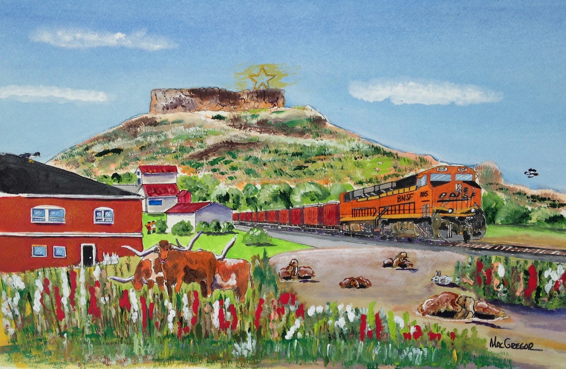 to Castle Rock Art Print Colorado CO Painting Poster Etsy