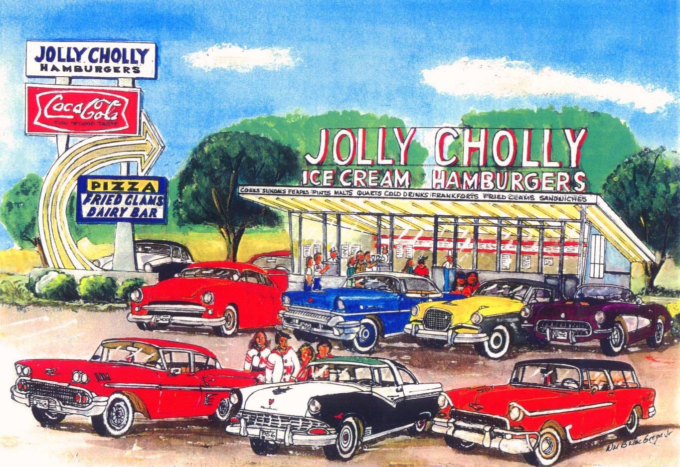 Jolly Cholly Art Print North Attleboro MA 1950 1960 Hot Rod Car