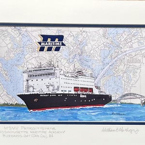 Impression d'art NSMV Patriot State - Massachusetts Maritime Academy Buzzards Bay MA - navire-école de matelots cadets - cadeau d'anciens élèves de l'obtention du diplôme