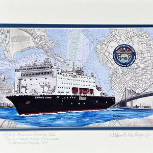 NSMV Empire State VII 7 Matted Art Print Suny Maritime College State University of New York cadet seaman training ship graduate alumni Gift