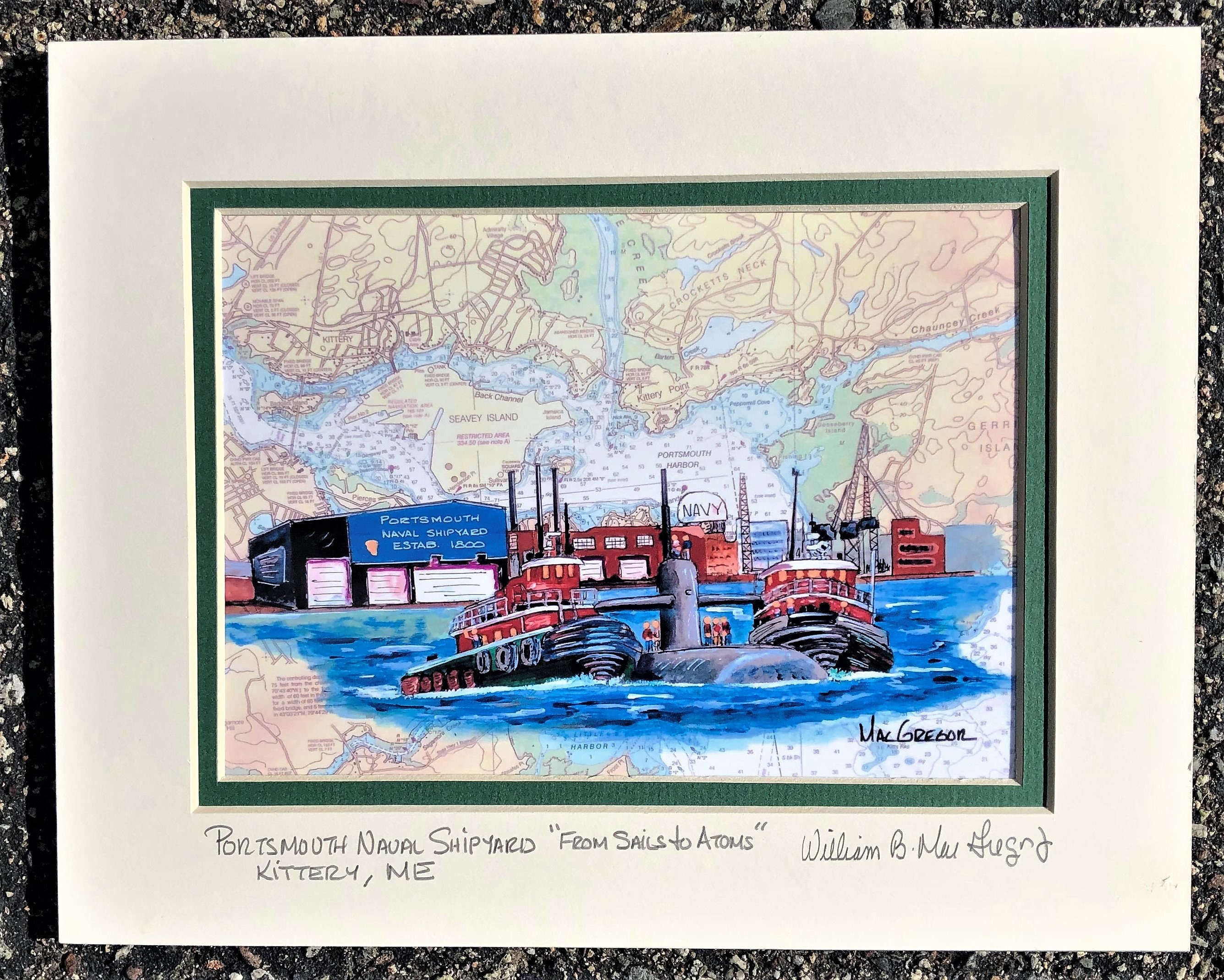 Portsmouth Naval Shipyard art print Kittery ME pns NH US Navy submarine sub repair overhaul yard worker retired veteran wall decor gift for