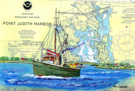 Point Judith Harbor Art Print Commercial Fishing Trawler Point