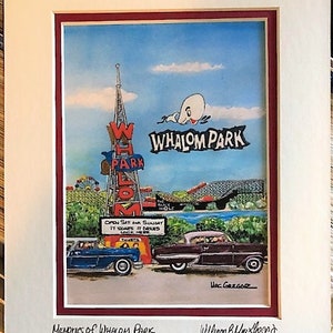 Whalom Park Art Print Amusement Park in Lunenburg MA Lake Whalom Wooden Roller Coaster Rides Carousel Double matted wall decor picture gift