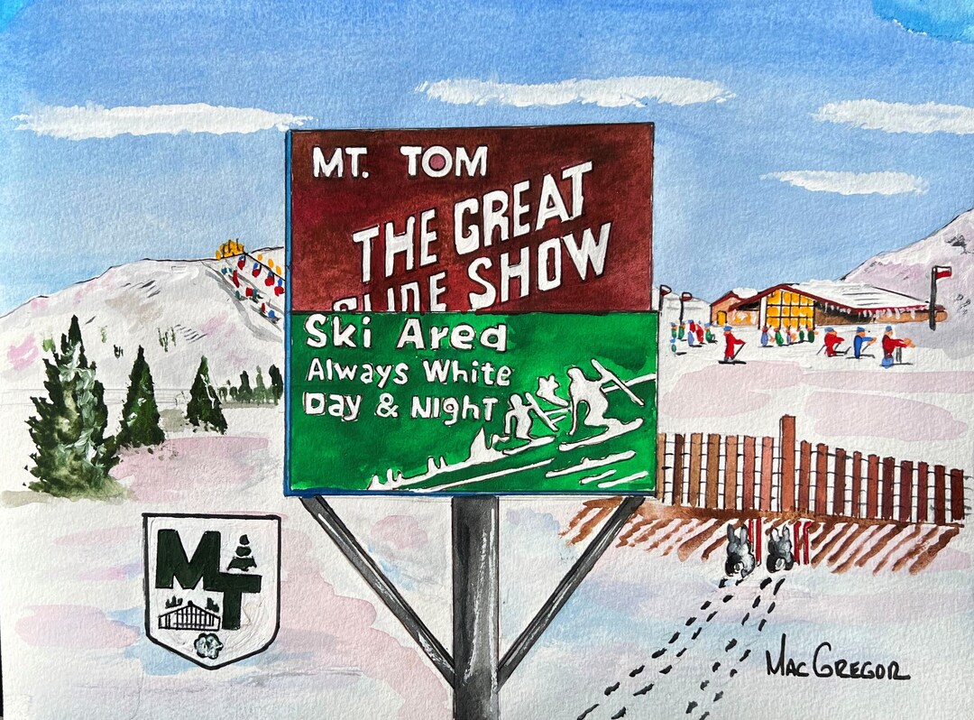Mt. Tom Ski Area Watercolor Art Print Ski Resort in Holyoke Etsy