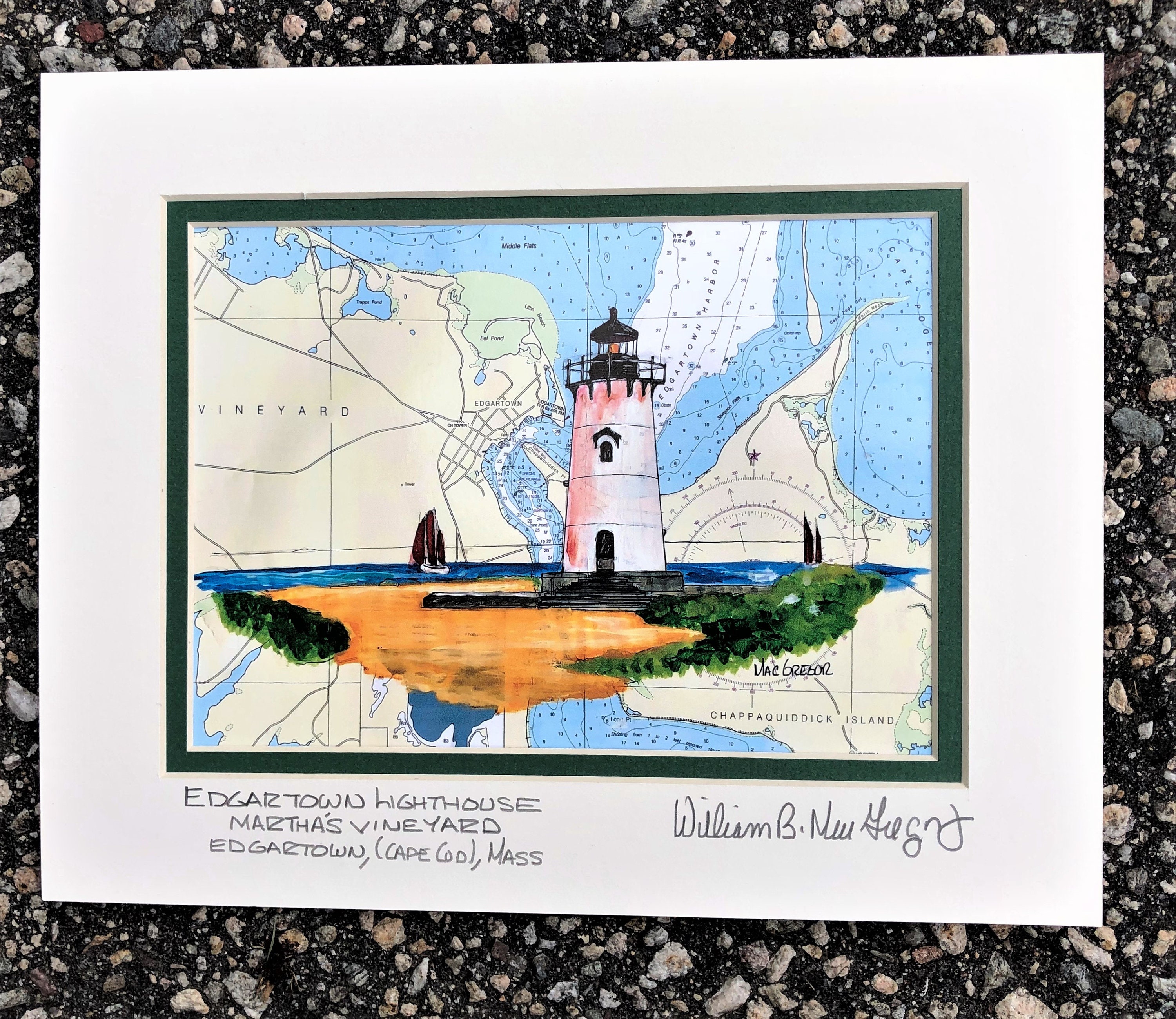 Edgartown Lighthouse Art Print Harbor Martha’s Vineyard Island Cape Cod Gift MA 