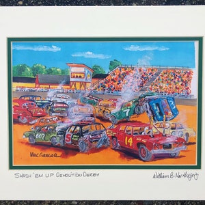 Demolition Derby Art Print Demo derby car crashing wrecking stock car driver racing fan gift auto repair garage tow truck wall decor gift