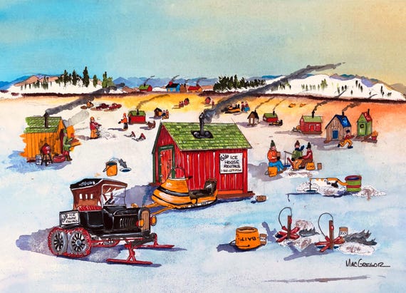 Ice Fishing エッチング 版画 Robert W. Weller Ice Fishing