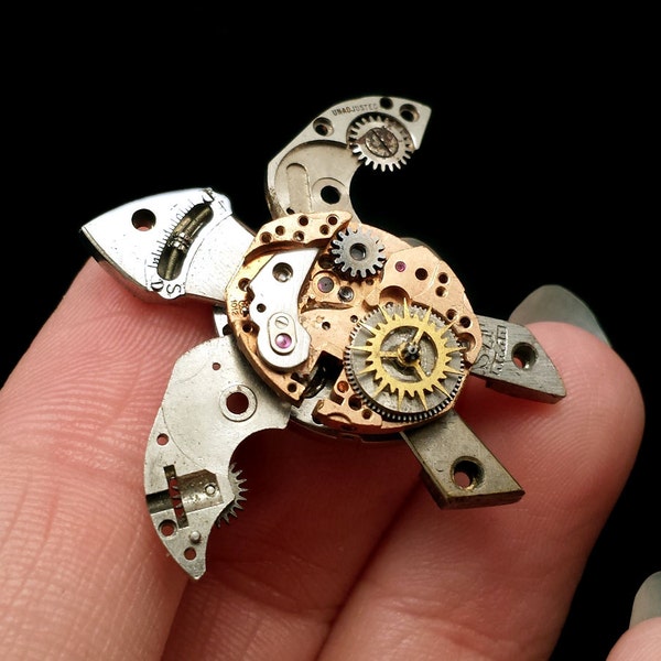 Small Steampunk Cosmic Turtle (Animal Brooch or Pendant)