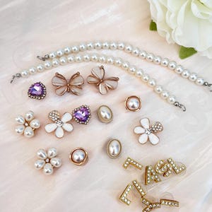 Summer Croc Charms Accessories,Personalized Name Shoe Needles,Exquisite Butterfly Charm |Pearl Shoe Accessory Set,Birthday Gift,Wedding Gift