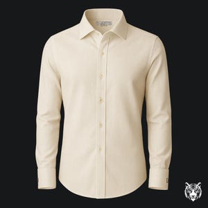 Men&#39;s French Linen Double Cuff Dress Shirt - Tailored Fit