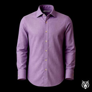 Lilac French Linen Dress Shirt | Men&#39;s Classic Fit Shirt | Double Cuff | Premium Tailored Formal Shirt | Luxury Workwear Gift