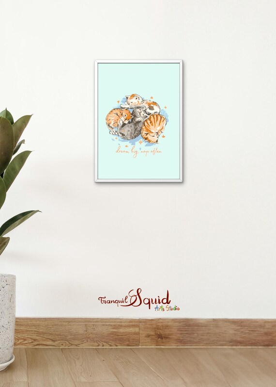 Whimsical Sleeping Cats Art Print (Digital Download)