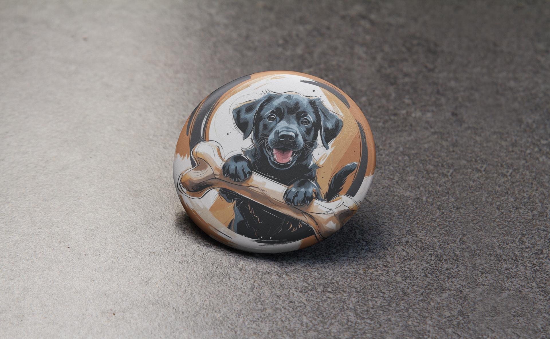 Black Lab Pin Button | Cartoon Dog & Bone Art - Etsy