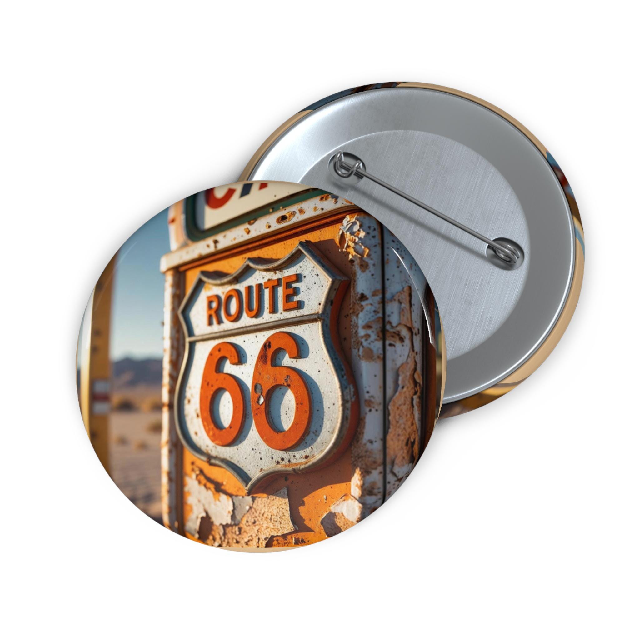 Pin's Route 66 Metal - Badge Moto Biker California, 24x25 Mm