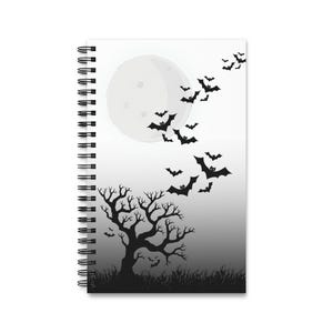 Gothic Moon & Bats Spiral Journal, Halloween Notebook, Dark Academia Diary, Witchy Writing Journal, Gift for Goths
