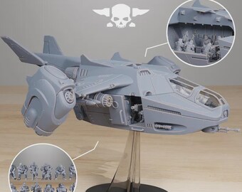 Vaskar Dropship 32 mm (StationForge) 卓上またはディスプレイ用 3D プリントミニチュア / ウォーゲーム / SciFi