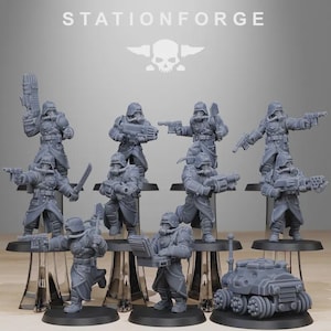 GrimGuard Bombardiers 32mm (StationForge) Grimdark Resin 3D Printed Miniatures for Tabletop or Display / Wargaming / SciFi