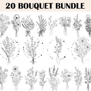 Pacchetto svg bouquet, pacchetto svg floreale, fiore svg, fiore selvatico svg, bouquet svg, bouquet minimalista svg, botanico svg, bouquet di fiori svg