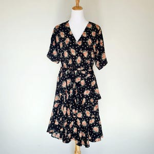 Y2K Black Floral Dress: Elegant Summer Polyester Dress