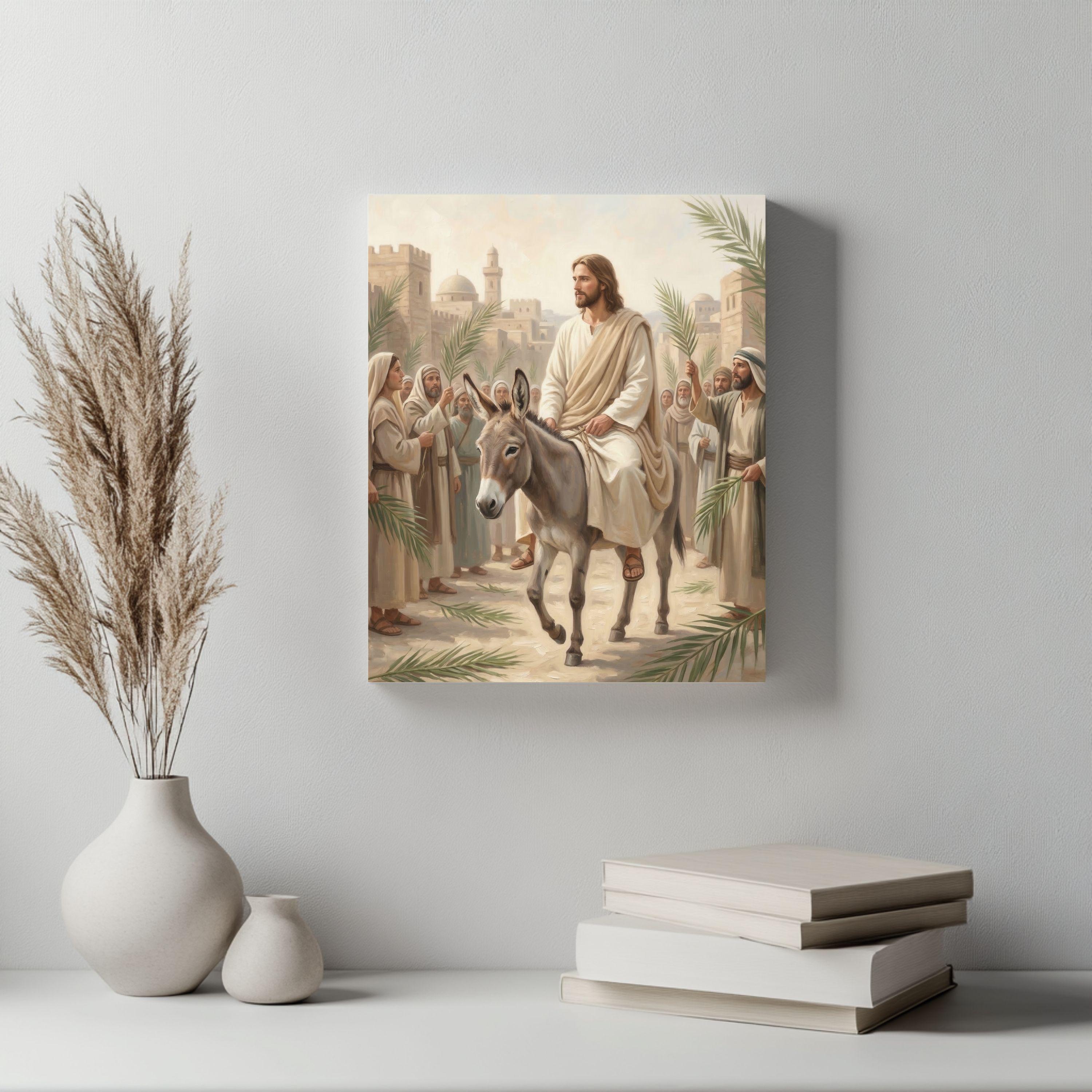 Entry Print Palm Sunday Jesus Entry Print, Triumphal Entry Bible Scene Decor ...