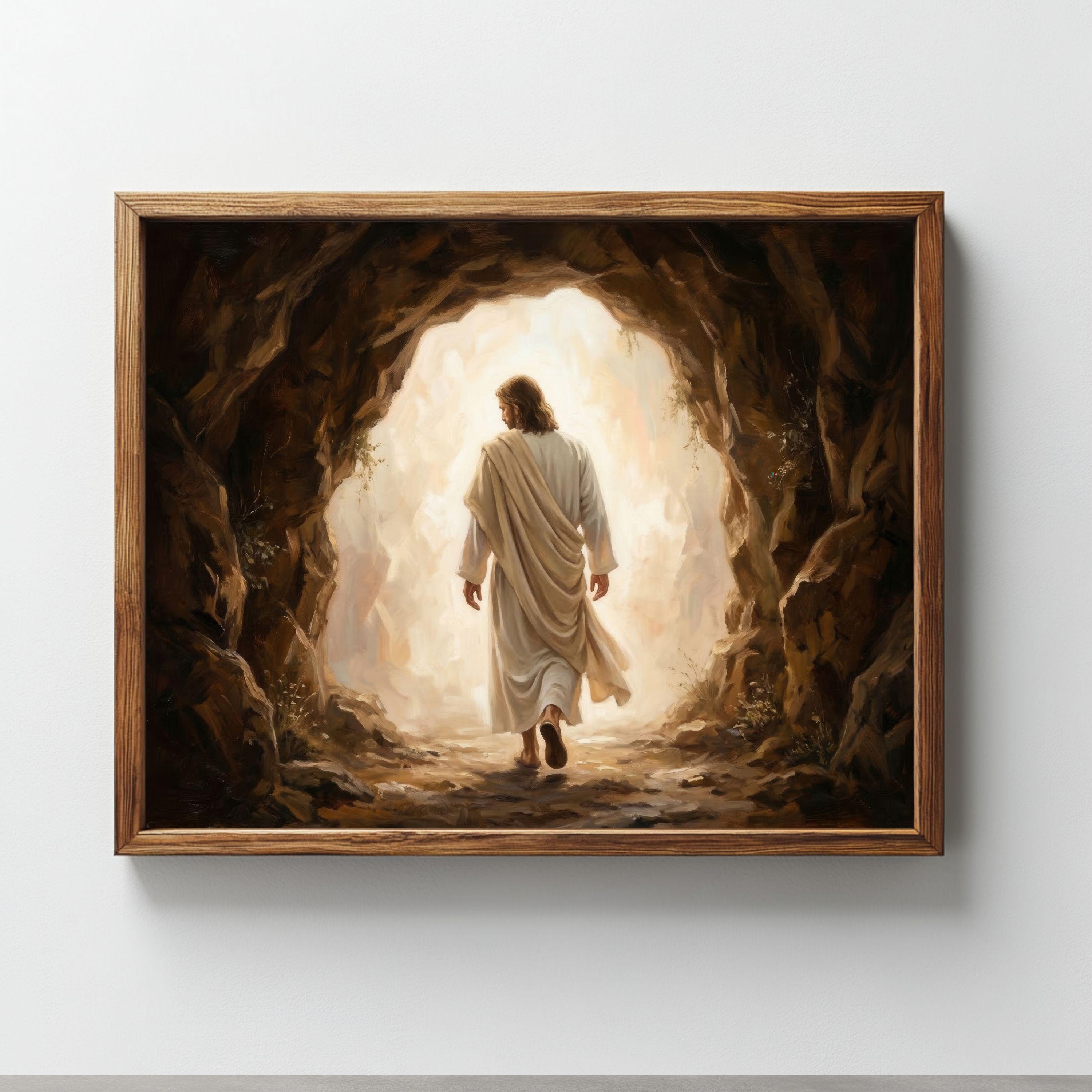 Jesus Walking Out of the Tomb Resurrection Matthew 28 Christian Bible ...