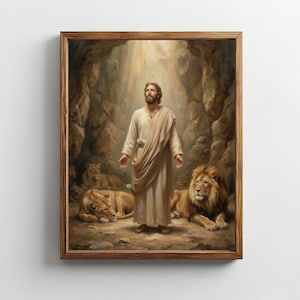 Daniel in the Lions’ Den Christian Bible Wall Decor Daniel 6 Faith Art (Digital Download)