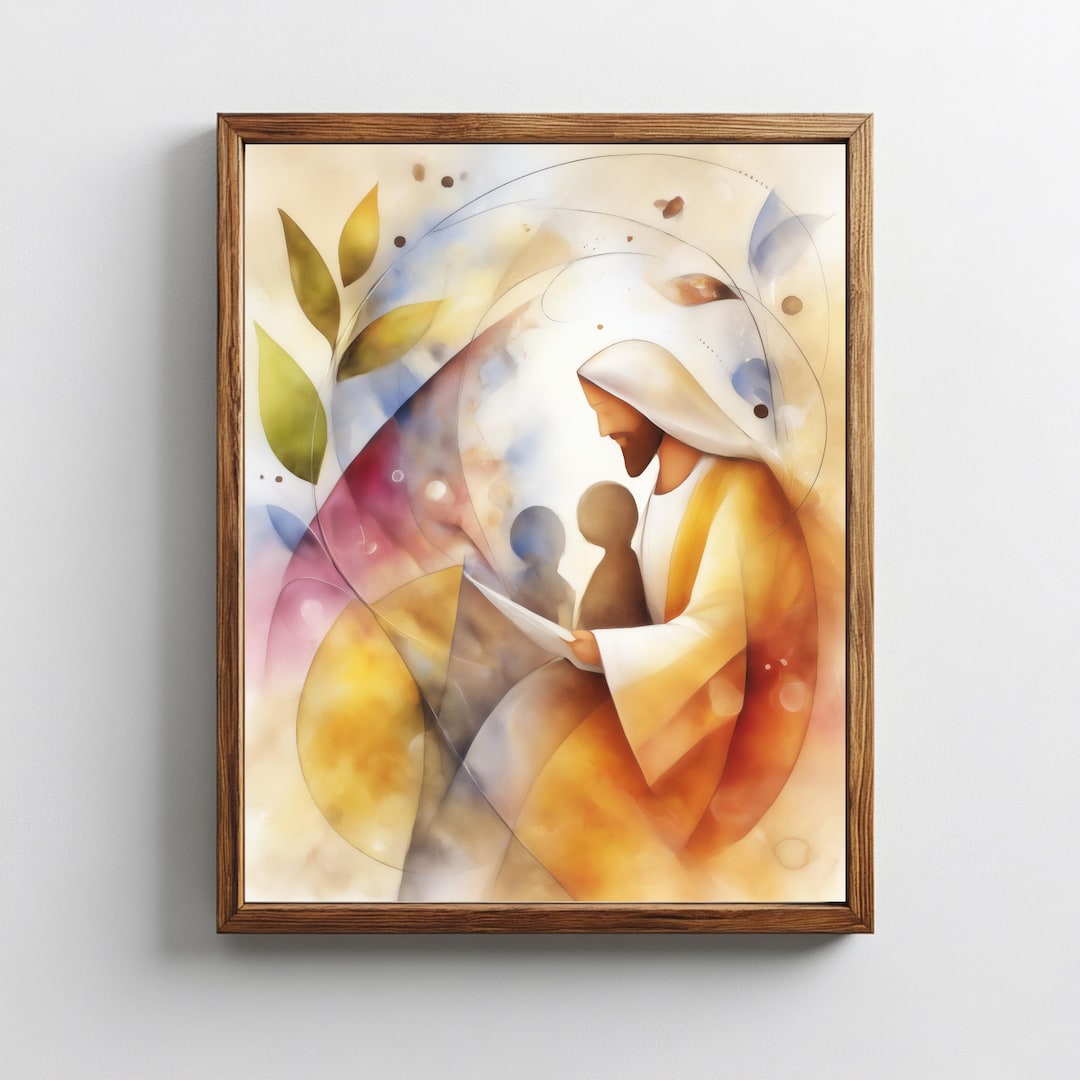 Jesus Teaching Children – Christian Wall Art Printable, Abstract ...