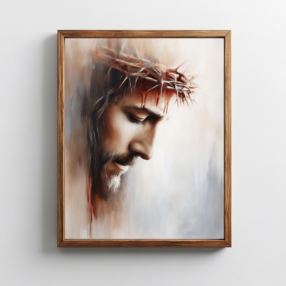Crown of Thorns Jesus Portrait – Christian Easter Art (digital Download ...
