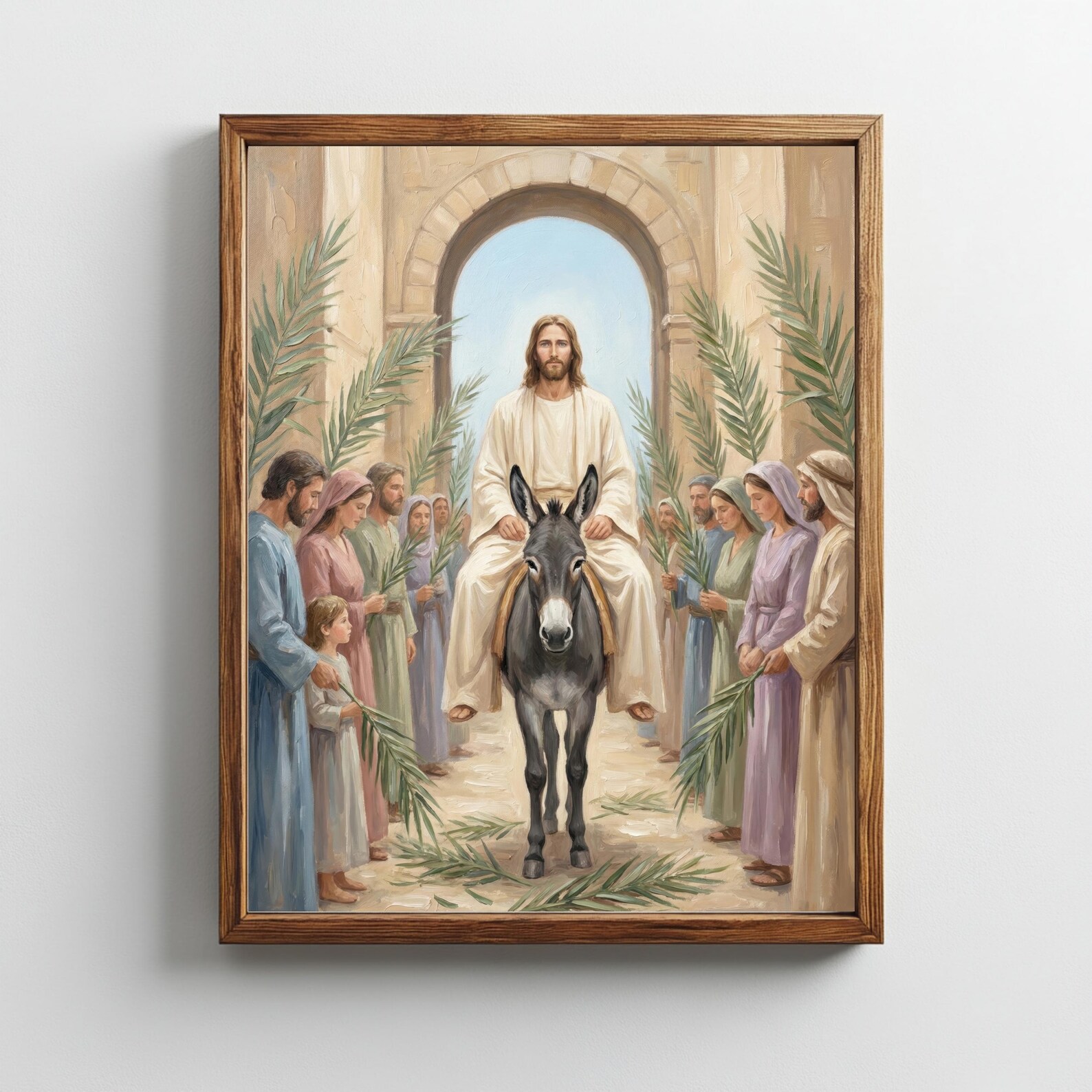 Palm Sunday Jesus on Donkey Christian Wall Art Peaceful Faith Decor ...