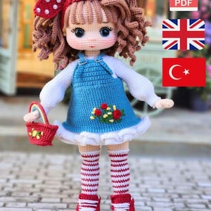 Patrón Muñeca Amigurumi Crochet – Muñeca Gül PDF Tutorial – Descarga Digital Inglés