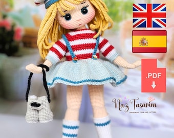 Amigurumi SAILOR BLONDIE Doll Crochet Pattern:  Intermediate Level (PDF Download)