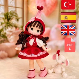 Amigurumi Crochet Pattern PDF Doll– Mina & Wendy, Valentine's Day Theme (Digital Download)