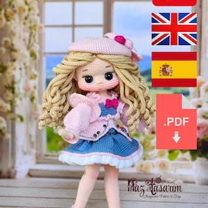 Amigurumi Doll Crochet Pattern: Alin Soft Toy - Intermediate PDF (English, Español, Türkish)