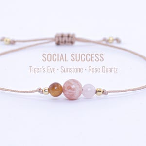 Sunstone Bracelet for Comfidence - Minimalist Beaded Macrame Crystal Jewelry Gift for Women