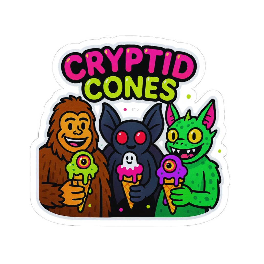 Cryptid Cones Stickers - Fun Monster-themed Vinyl Decals for Laptops ...