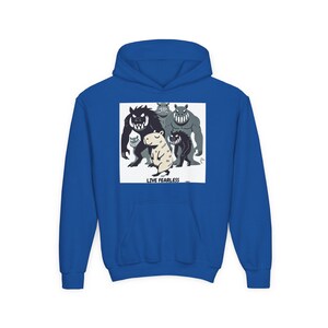 Live Fearless Youth Heavy Blend Hoodie, Cute Animal Sweatshirt for Kids, Perfect Gift for Birthdays, Halloween, and Everyday Wear
