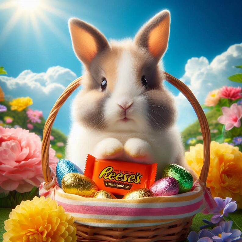 Easter Rabbit Holding Reese’s - Etsy
