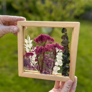 Pressed Flower  Frame Real Dried Flowers in Glass  Botanical Wall Art  Herbarium Decor Nature Gift