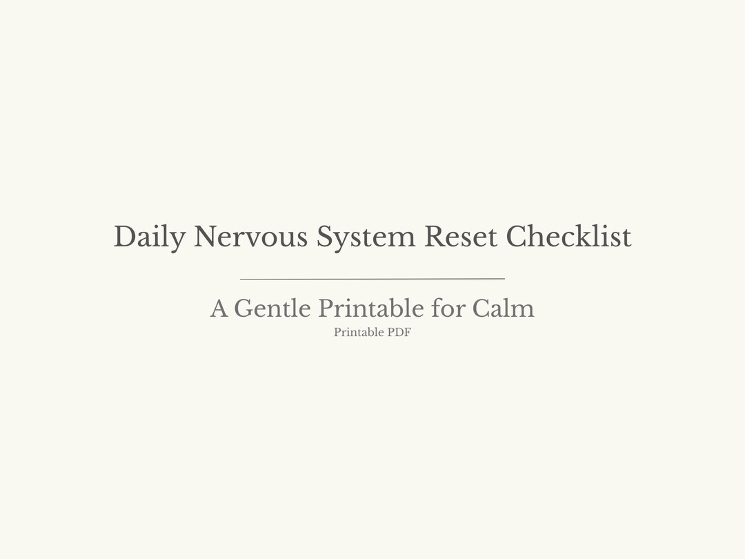 Daily Nervous System Reset Checklist | Gentle Printable for Calm - Etsy