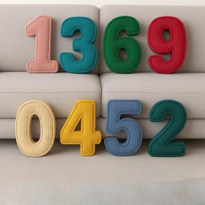 Benutzerdefinierte Plüsch-Wandzahlen - Weicher Cord-Namensdekor für Kinder & Kinderzimmer | 100% Polyester, 15+ Farben | jetzt auch Mamas Baby | Geburtstag Geschenk 0-9 |